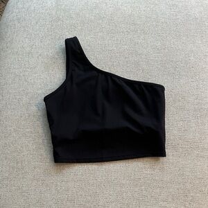 P'tula Black One-Shoulder Top/Sports Bra